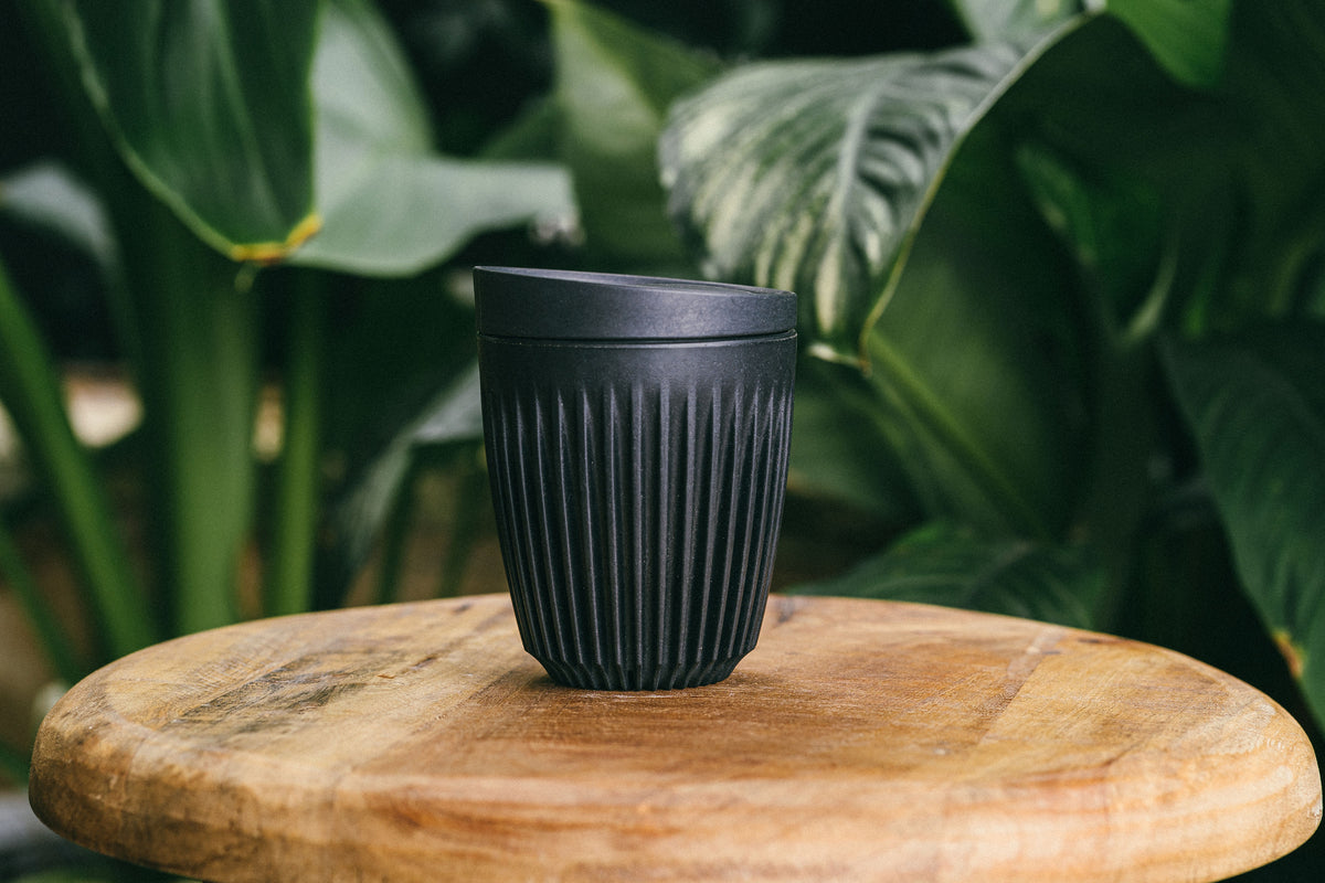 Huskee Reusable Coffee Cup with lid 8oz MOA Coffee Co